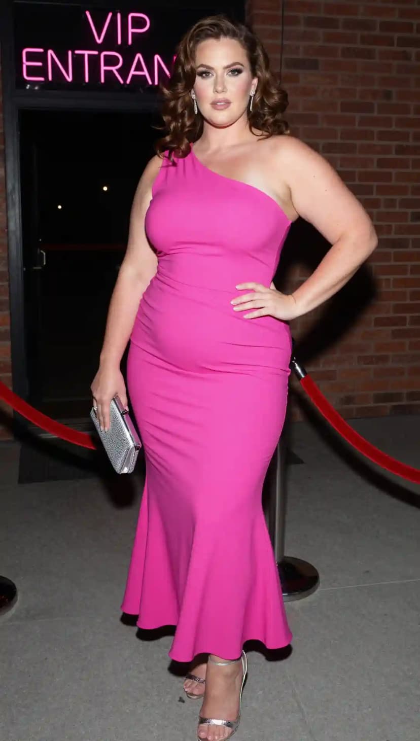 Pink Crepe One-Shoulder Gown