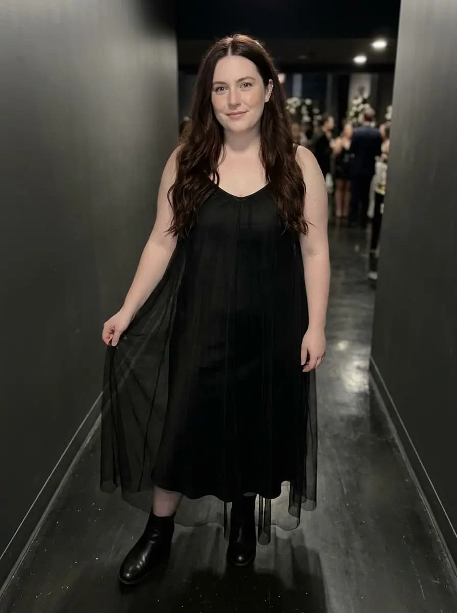 Sleeveless Black Tulle Dress