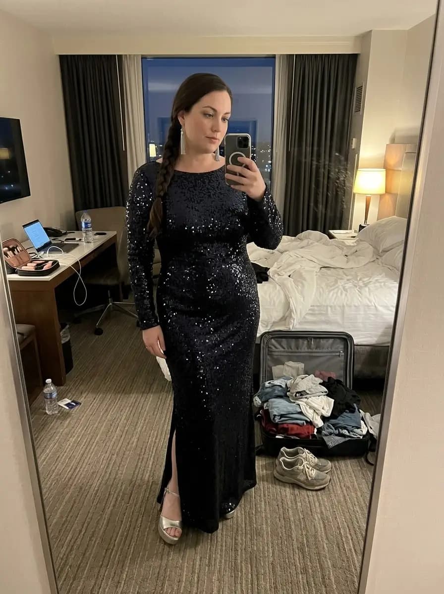 Navy Sequin Maxi Dress