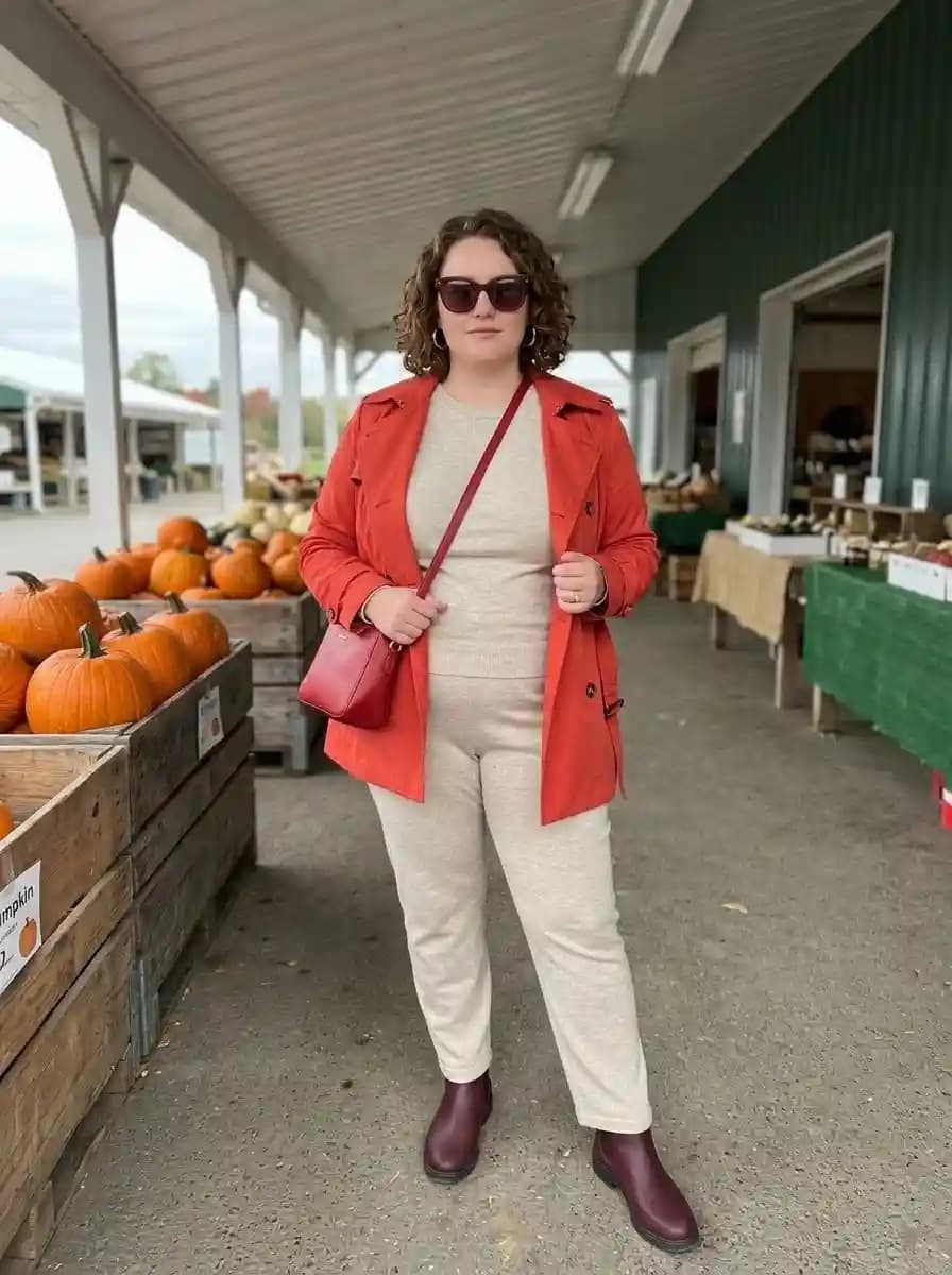 Burnt Orange Jacket with a Cream Monochrome Base
