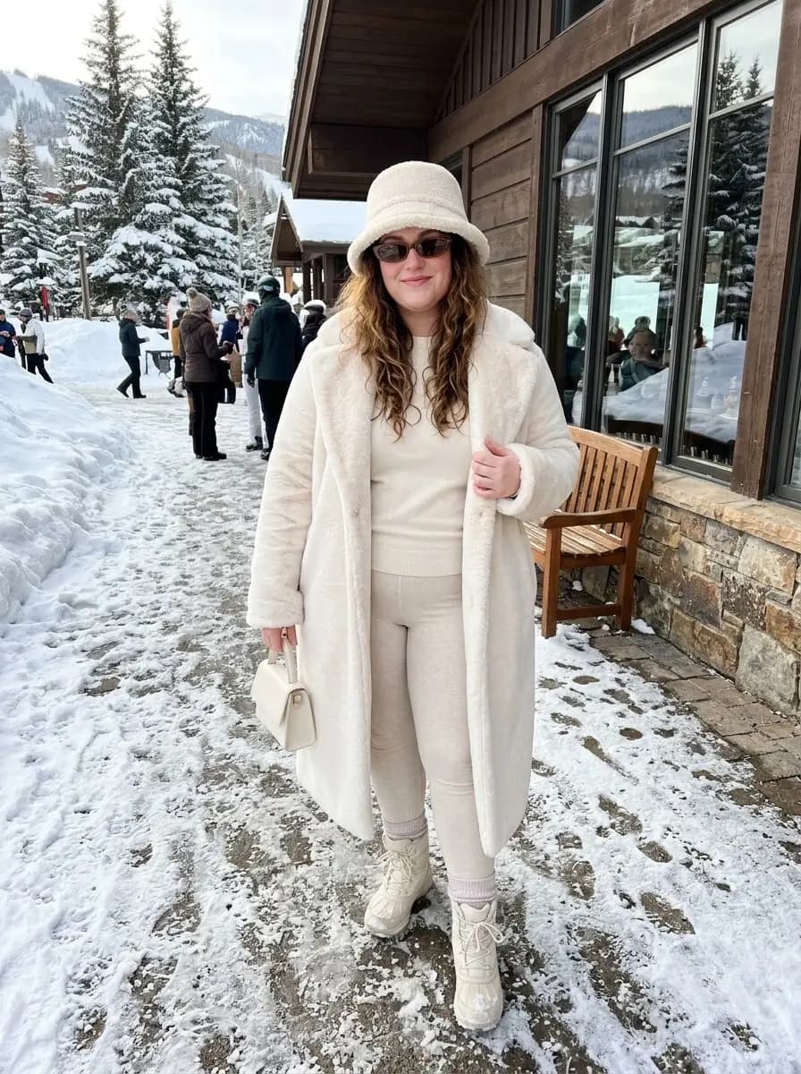 Cream Sherpa Coat with Cream Knit Set
