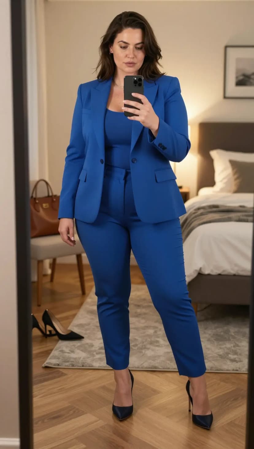 Royal Blue Blazer + Royal Blue Tank Top + Royal Blue Tailored Trousers