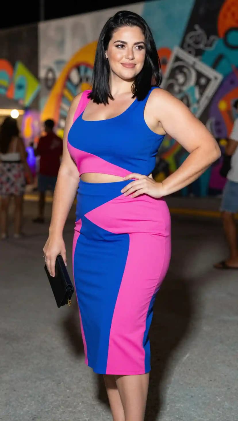 Blue Jersey Cut-Out Midi Dress