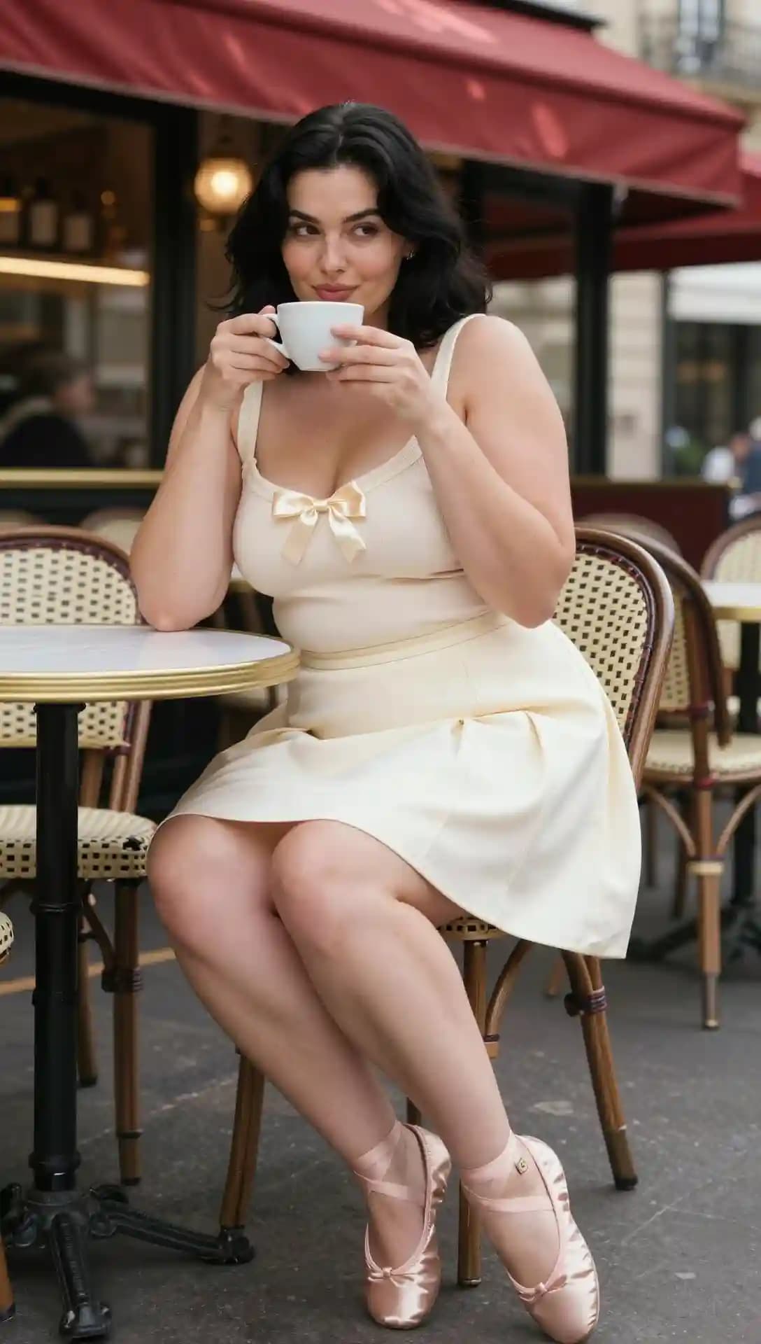 Cream Ribbed Tank Top + Cream Satin Skirt