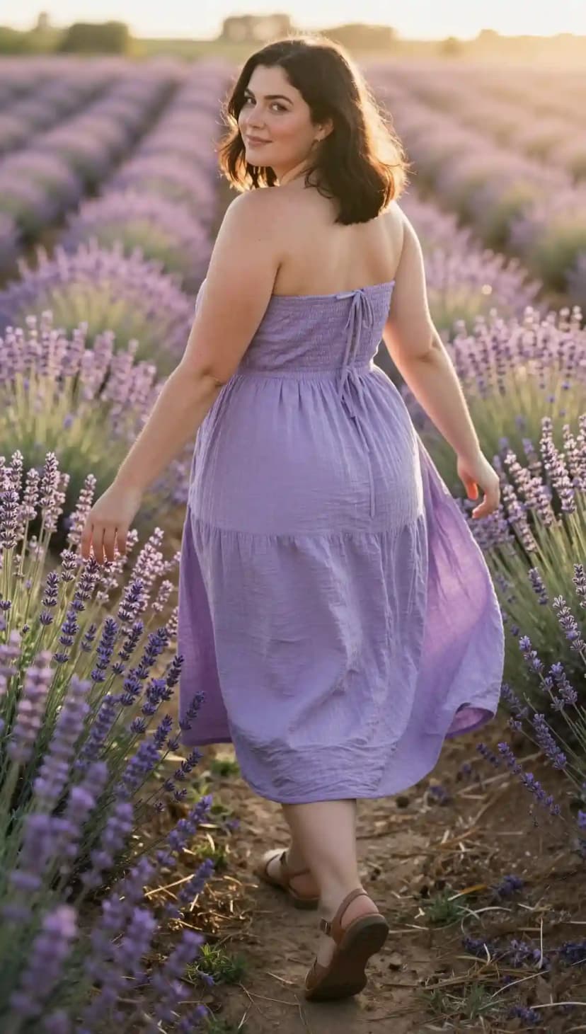 Lavender Gauze Sundress + Brown Leather Sandals