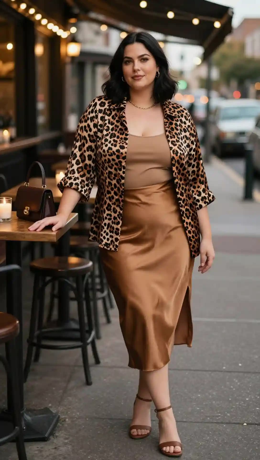 Pale Yellow Wrap Midi Dress + Leopard Print Jacket