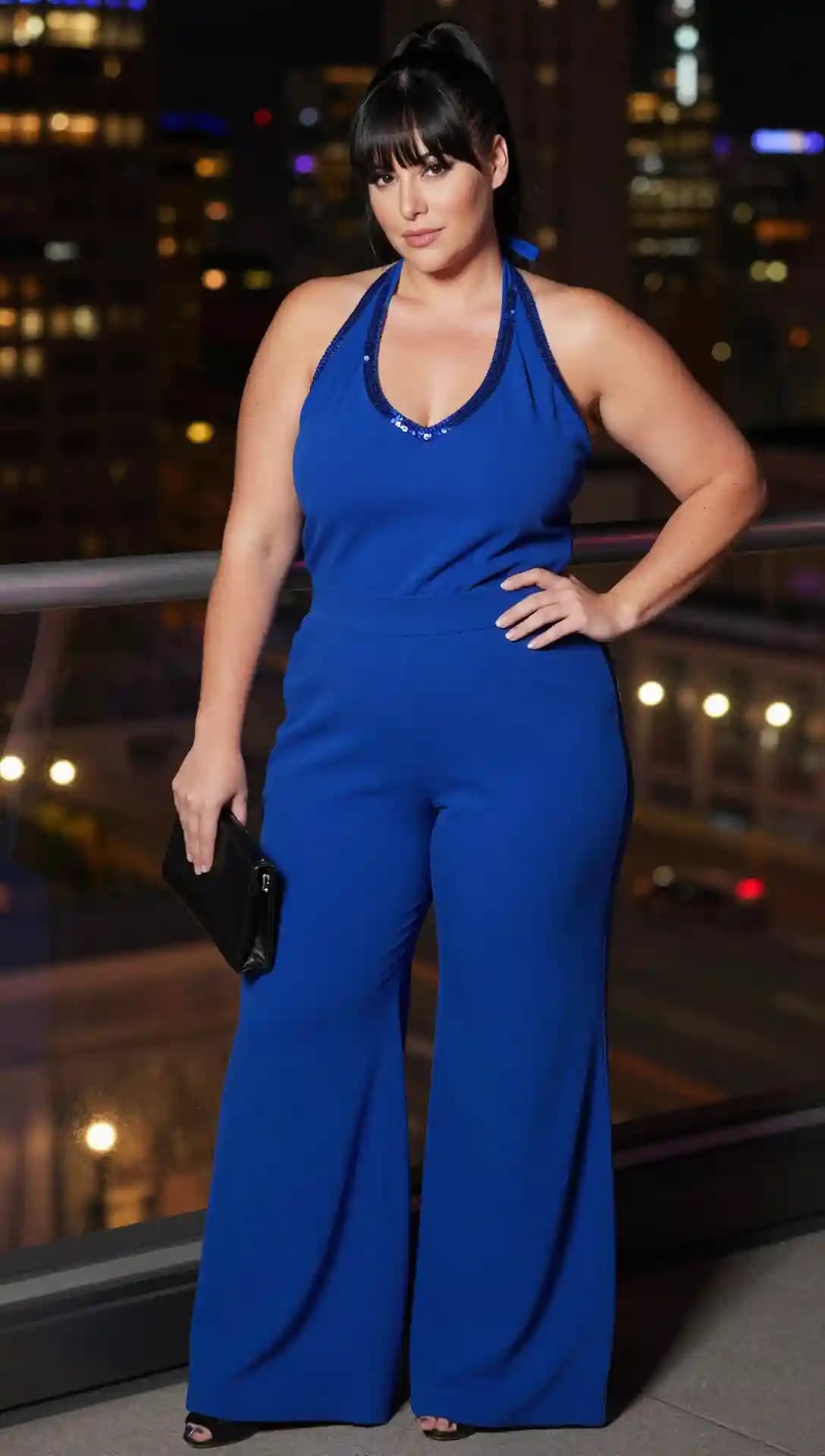 Royal Blue Sequin Halter Jumpsuit