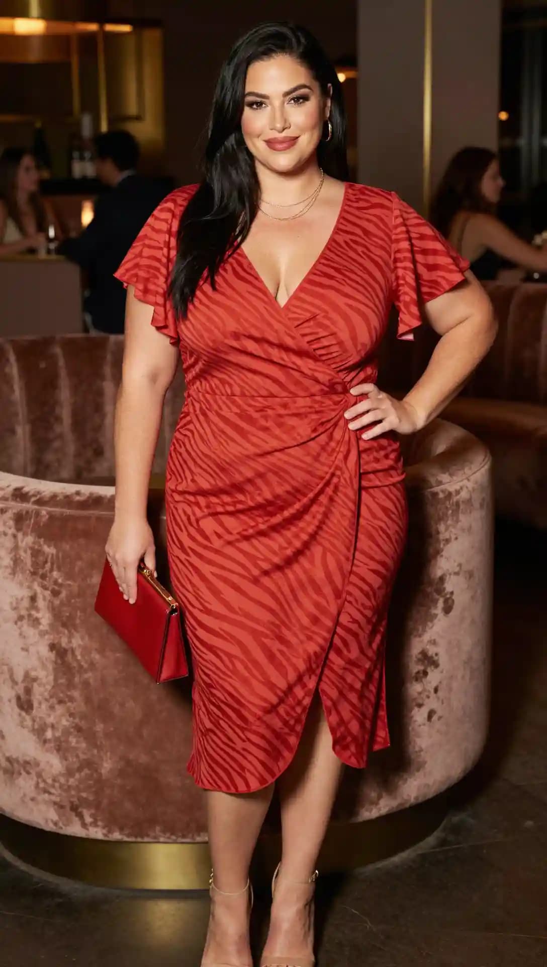 Red Zebra-Print Wrap Dress