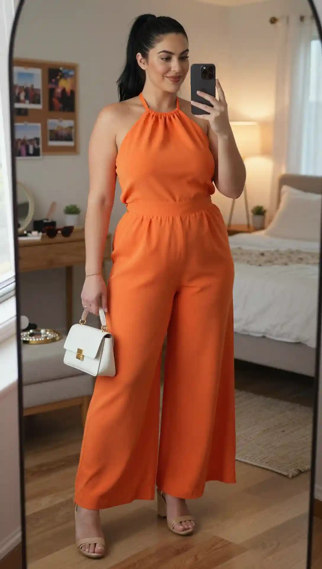 Orange Halter-Neck Jumpsuit