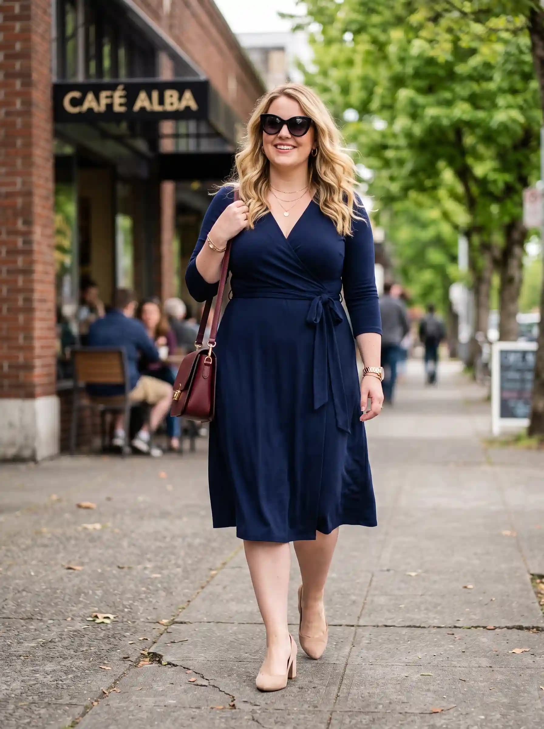 Navy Blue Wrap Dress