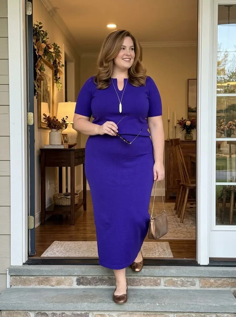 Royal Blue Knit Sweater Dress