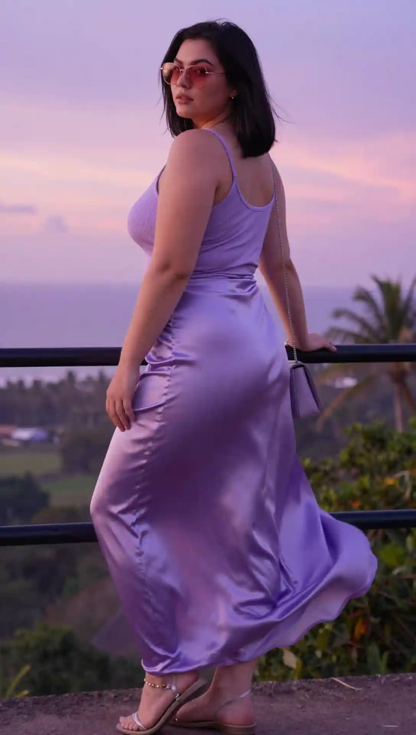 Lavender Ribbed Tank Top + Lavender Satin Maxi Skirt