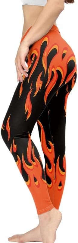 Plus-size flame-print leggings