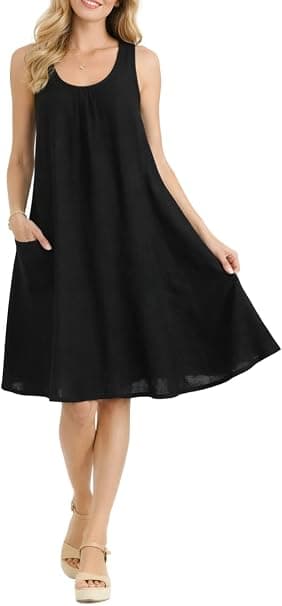 d2bPLUS black plus-size linen-blend bow-back midi dress