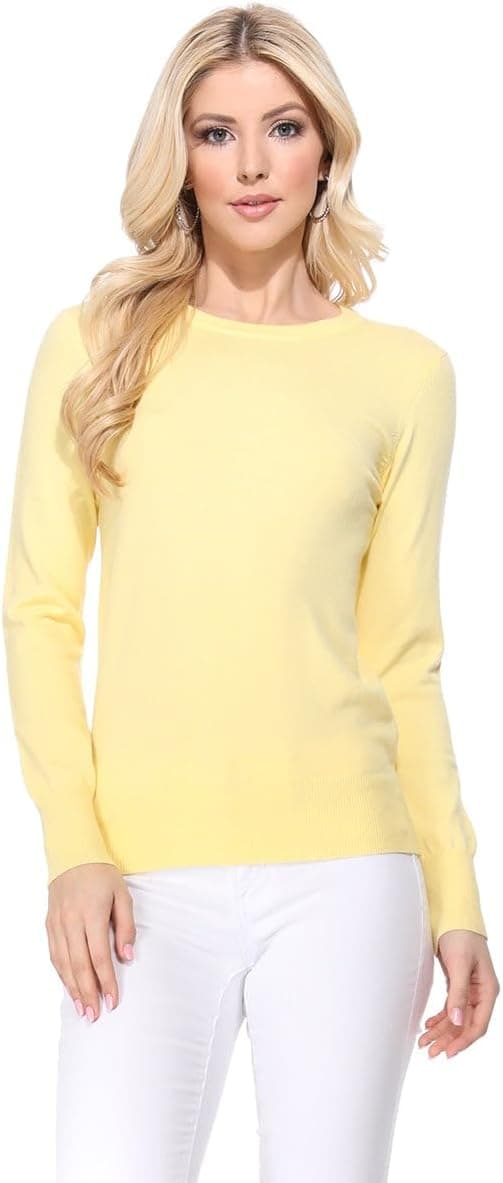 Baby-yellow plus-size crewneck sweater