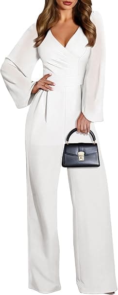 White plus-size dressy wide-leg jumpsuit