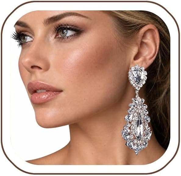 Silver crystal chandelier earrings