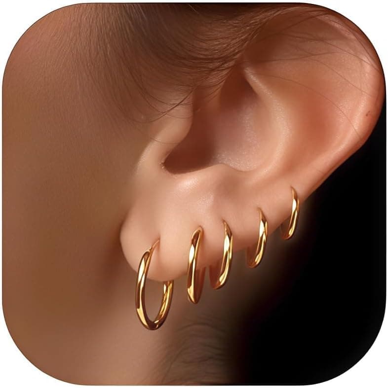 Small gold huggie hoop earrings