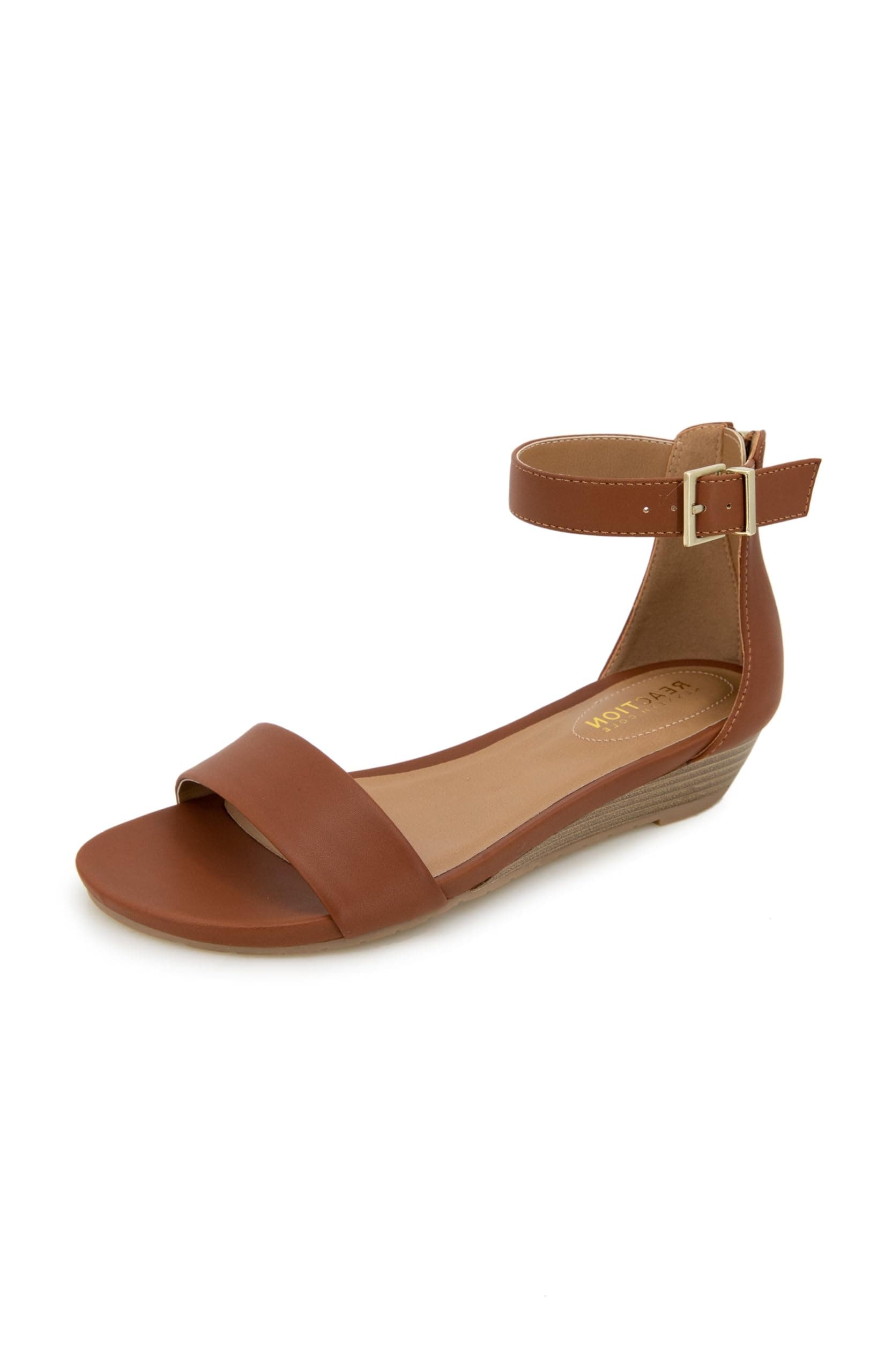 Tan leather ankle-strap sandals
