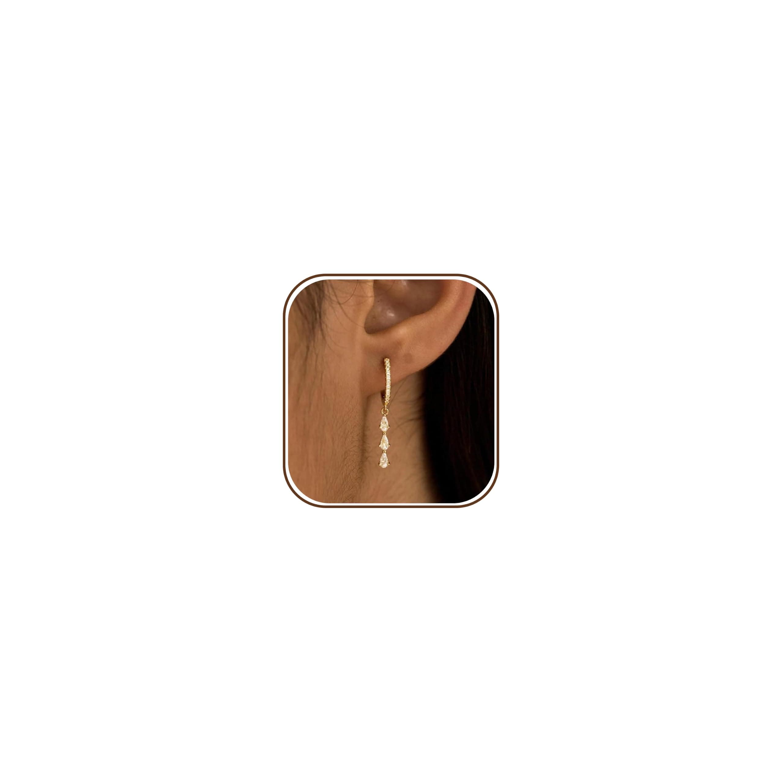Gold CZ drop earrings
