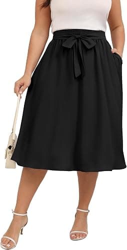 Xpenyo black plus-size A-line midi skirt