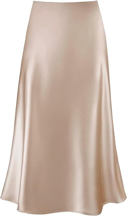 Champagne satin midi skirt