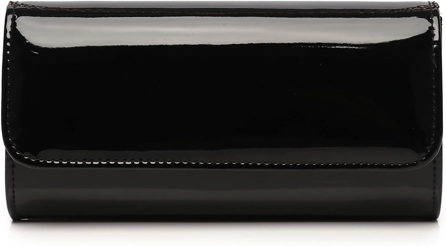 Black patent envelope clutch