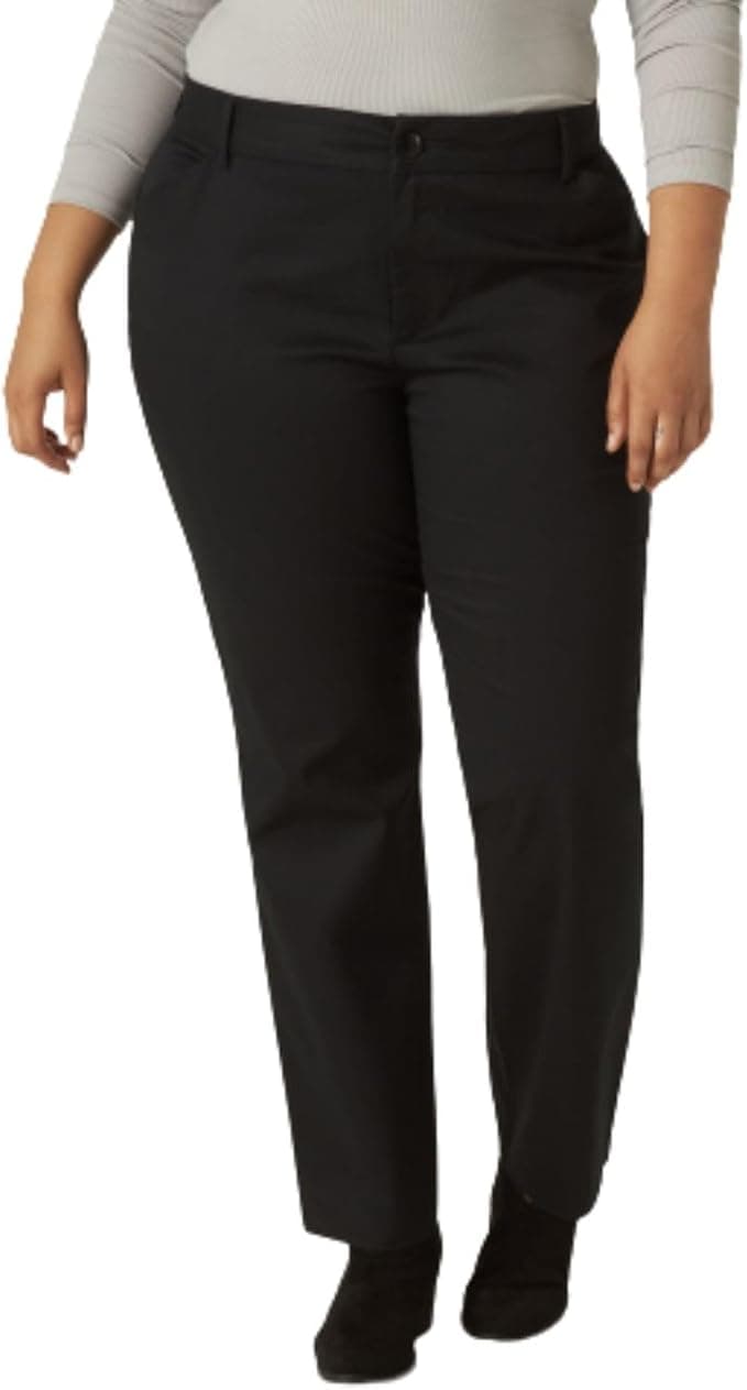 Black plus-size straight-leg dress pants