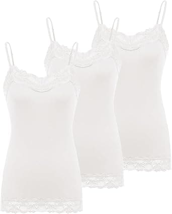 Kate Kasin white lace-trim camisole