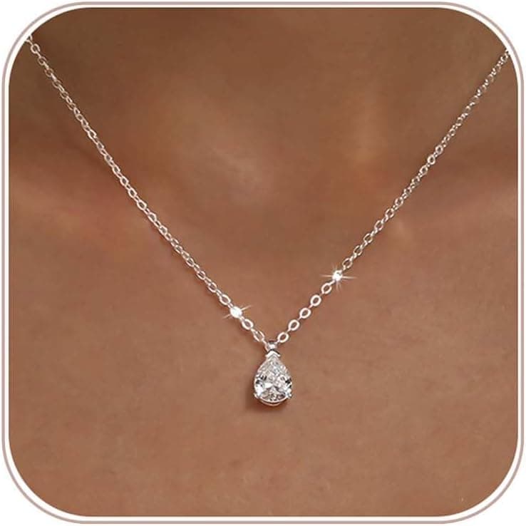 Silver teardrop pendant necklace