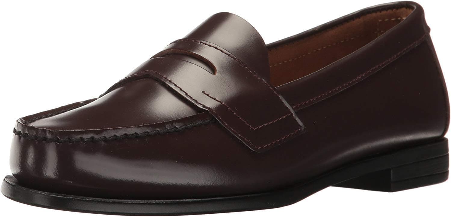 Burgundy leather penny loafers