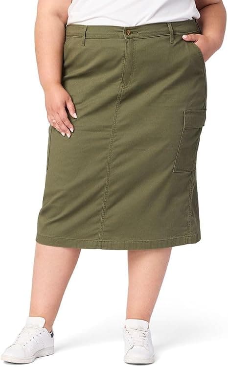 Levi Strauss olive cotton cargo midi skirt