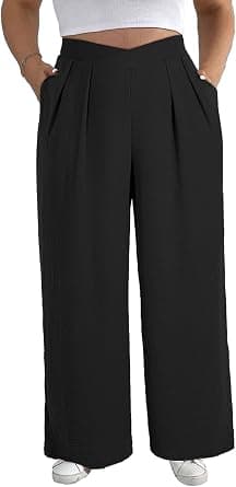 Eytino plus-size black wide-leg work trousers