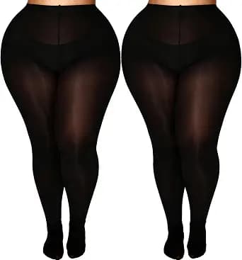 MERYLURE black semi-opaque control-top tights