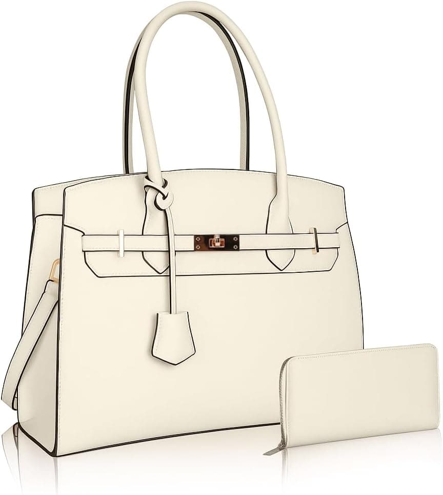 Ivory structured work handbag