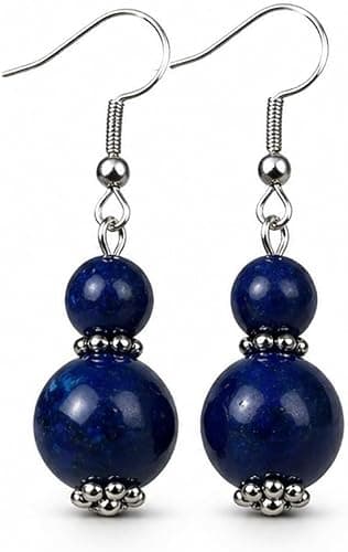 Navy-blue gemstone drop earrings