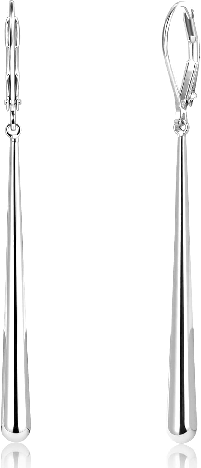 Silver long drop earrings