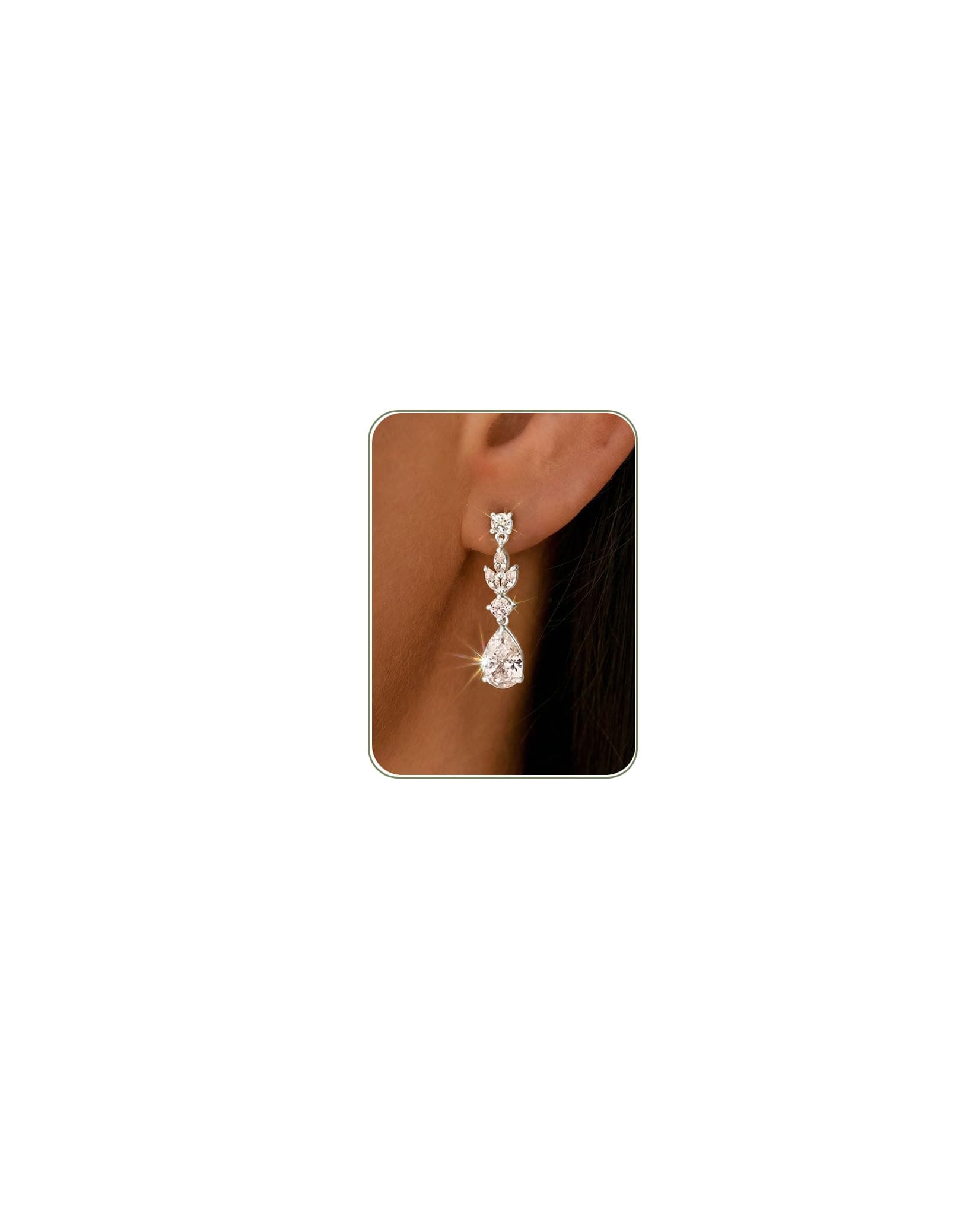 Silver crystal teardrop earrings