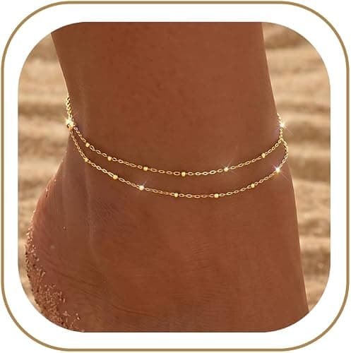 Dainty gold ankle bracelet