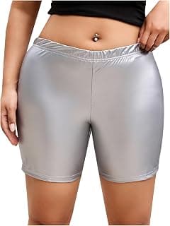 Silver metallic plus-size biker shorts