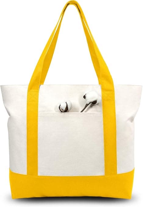 TOPDesign yellow-and-natural canvas tote bag