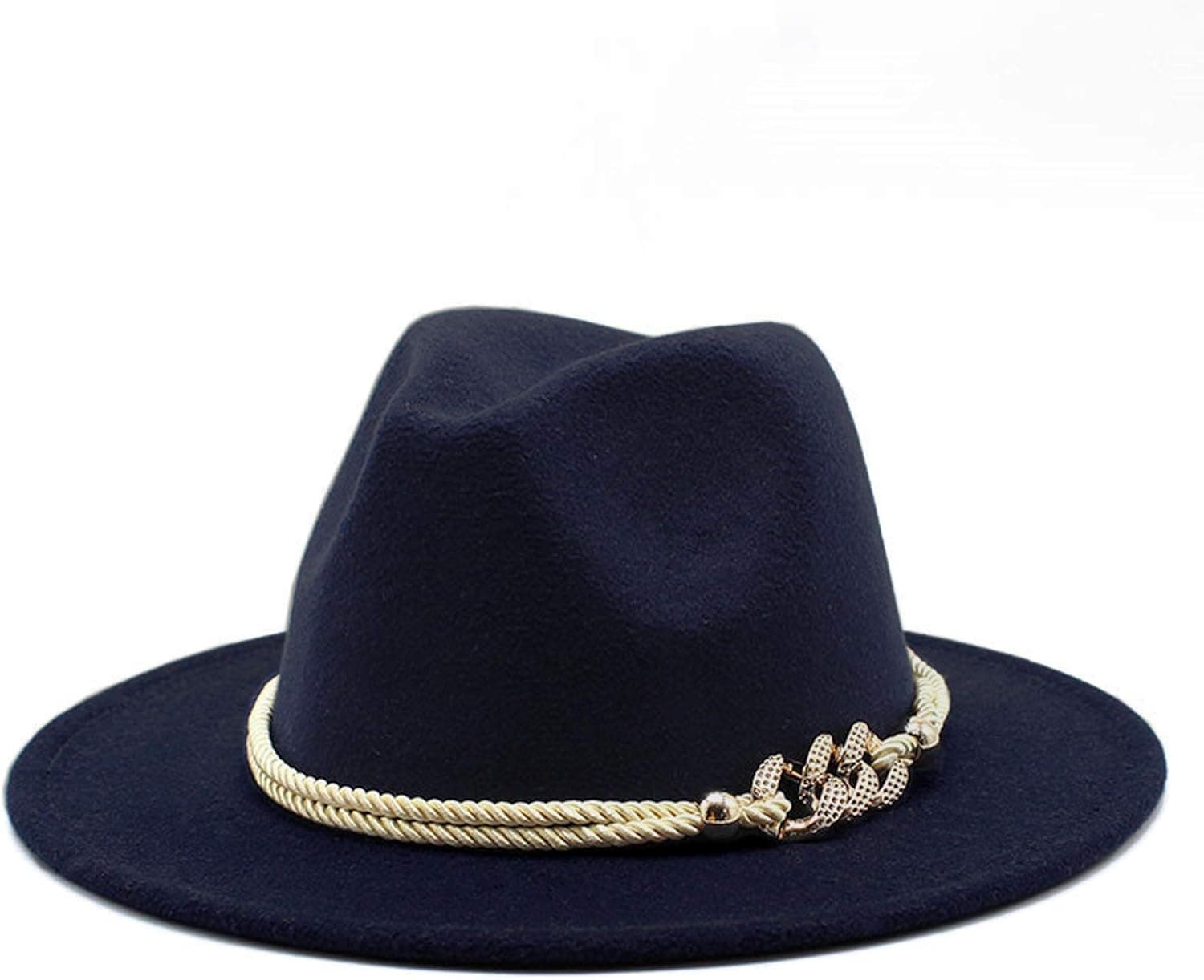 Navy wide-brim felt fedora