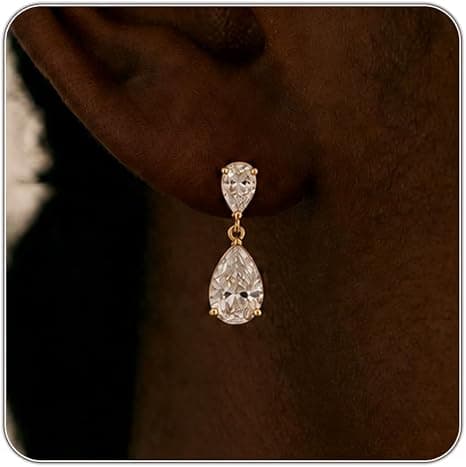 Dainty gold-and-silver cubic-zirconia drop earrings