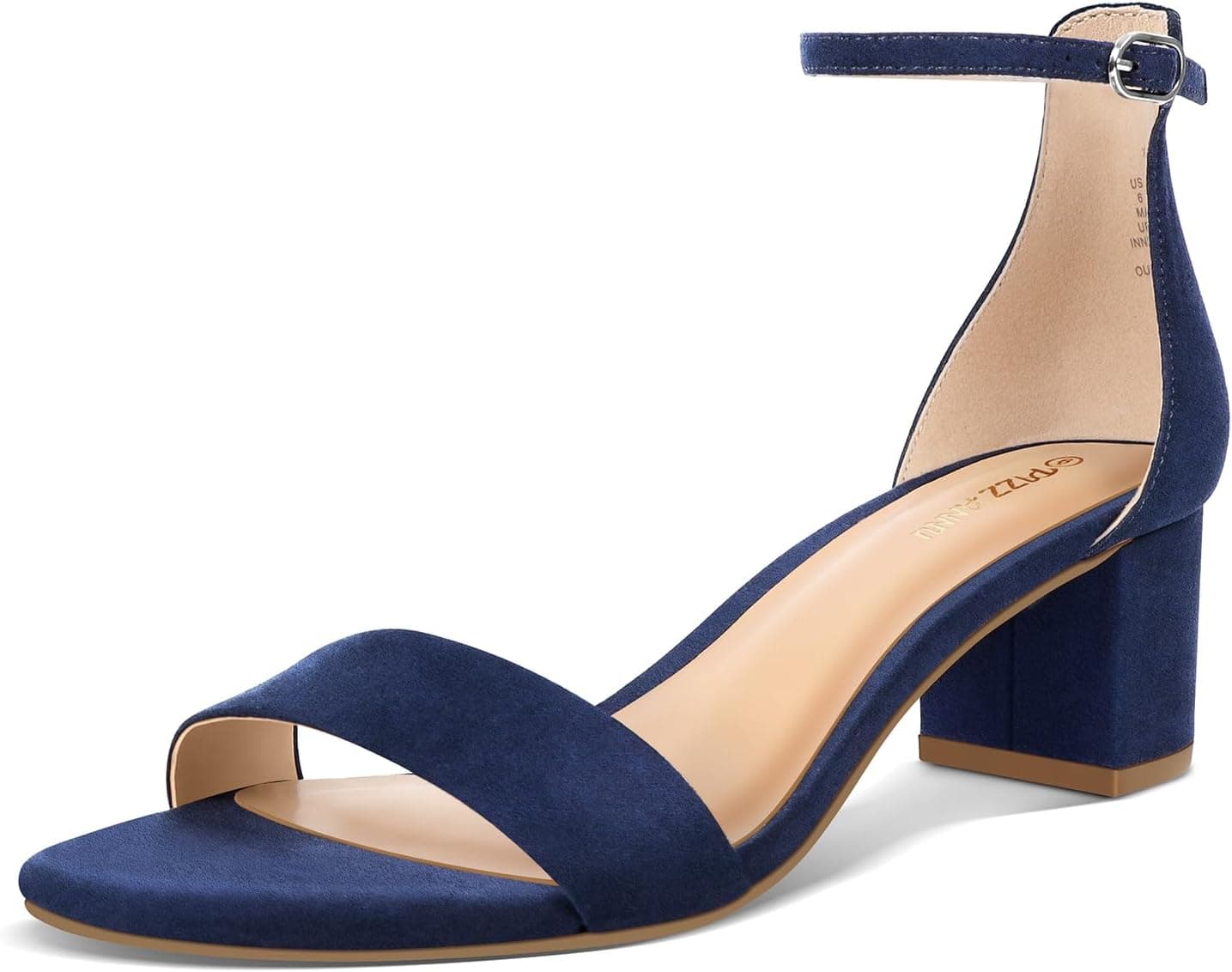Navy suede block-heel ankle-strap sandals