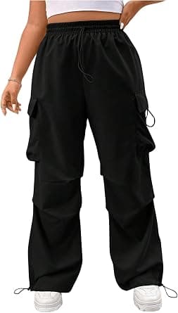 Black plus-size cargo pants
