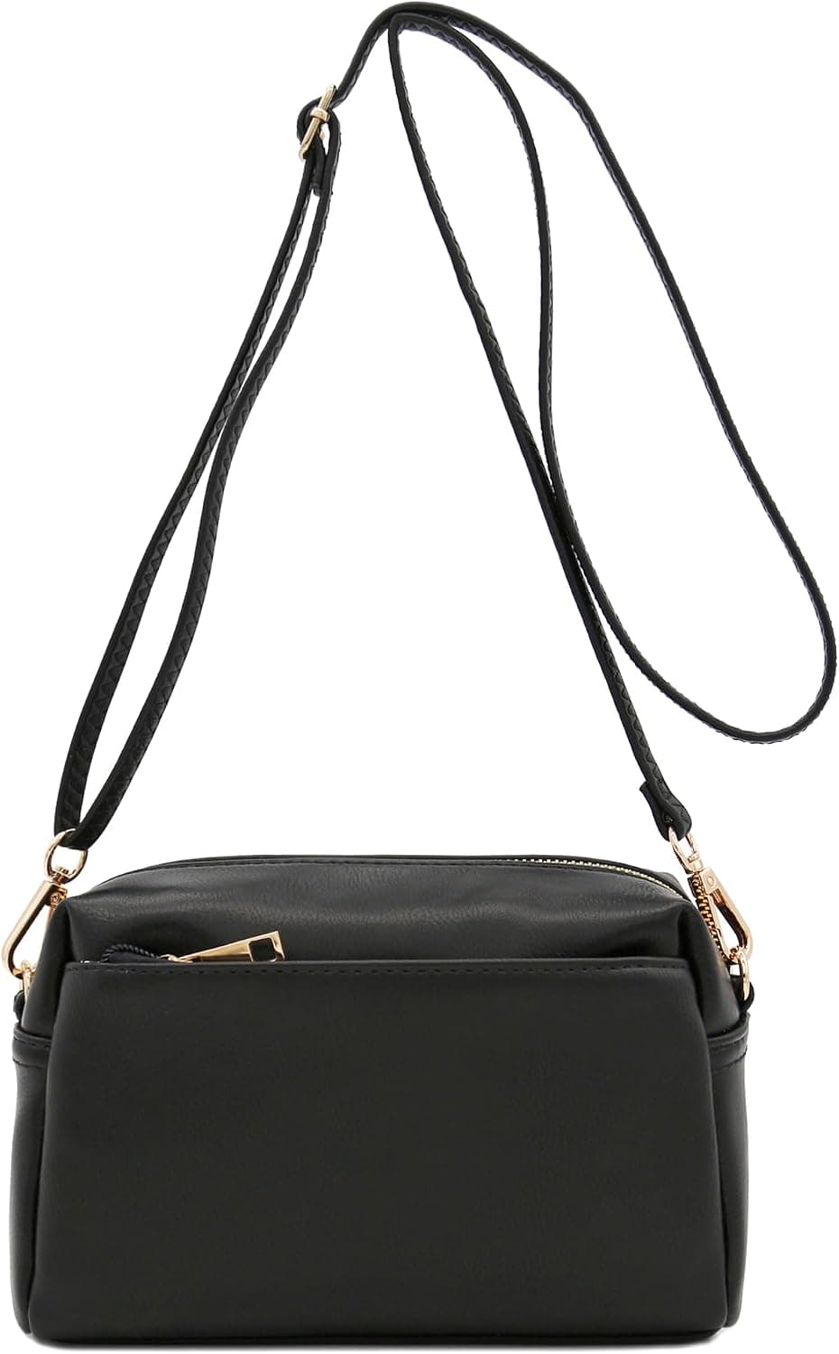 Black triple-zip crossbody bag