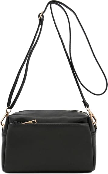 FashionPuzzle black triple-zip crossbody bag