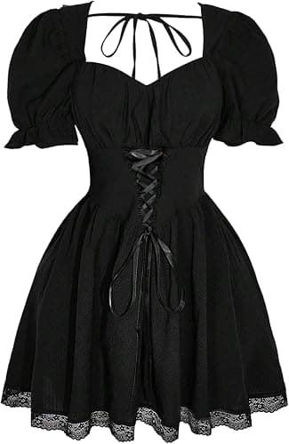 Women's plus-size black sweetheart ruched puff-sleeve mini dress