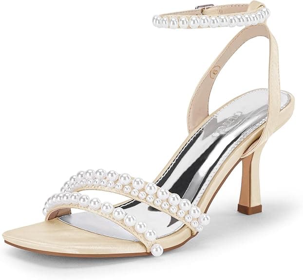 Champagne pearl kitten-heel sandals