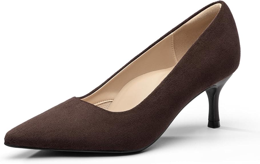 Black pointed-toe kitten heels